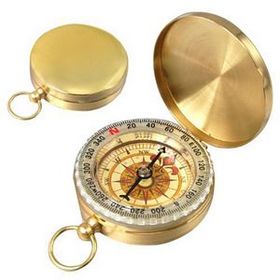Custom Brass Pocket Compass, 1.97" Diameter x 0.55" Thick