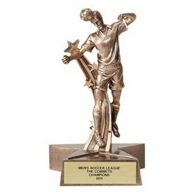 Custom 7" Resin Soccer Trophy w/Male Player & Shooting Star