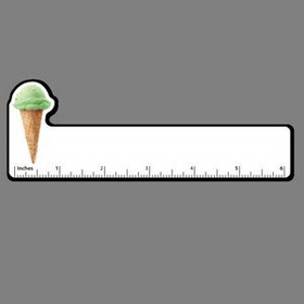 6" Ruler W/ Full Color Lime Ice Cream Scoop & Cone
