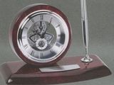 Blank Rosewood Round Skeleton Clock & Pen (9