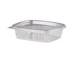 Blank 8 Oz. Plastic Food Container W/ Attached Hinge Lid
