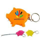 Custom Pig Tape Measure W/ Key Chain,With Digital Full Color Process, 2 1/4