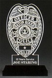 Custom 386-AP0BADGE8BBZ  - Crime-Stoppers Police Badge Award-Clear Acrylic