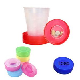 Custom Plastic Collapsible Pocket Travel Cup For Outdoor Camping, 1.18" L x 2.56" W x 3.14" H