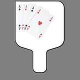Custom Hand Held Fan W/ Full Color 4 Aces Card Hand, 7 1/2