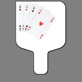 Custom Hand Held Fan W/ Full Color 4 Aces Card Hand, 7 1/2" W x 11" H