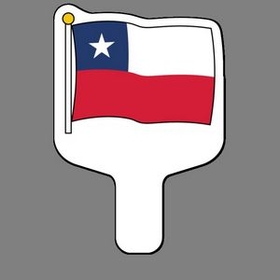 Custom Hand Held Fan W/ Full Color Flag Of Chile, 7 1/2" W x 11" H