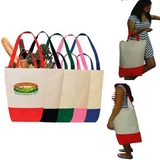 Custom Reusable - Eco Friendly Dual Handle Cotton Shopping Tote Bag, 16