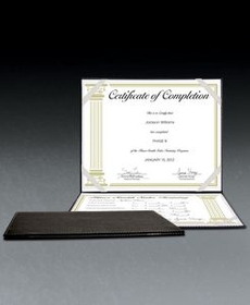 Custom Black Faux Leather Certificate Holder, 11 1/2" W X 9 1/2" H X 3/8" D