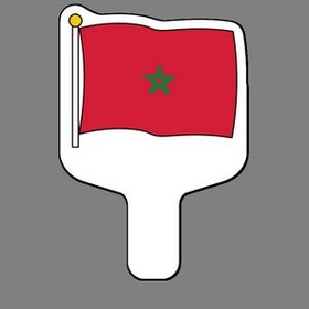 Custom Hand Held Fan W/ Full Color Flag of Morocco, 7 1/2" W x 11" H