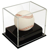 Custom Baseball Acrylic Cube w/Black Acrylic Base Display Case