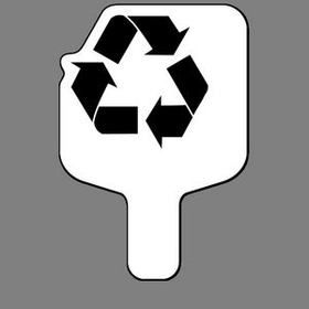 Custom Hand Held Fan W/ Recycle Symbol, 7 1/2" W x 11" H