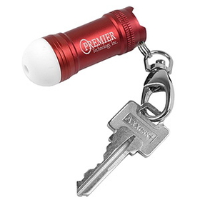 Custom Mini Glowing Bubble Tip LED Aluminum Keychain Keylight with Lobster Clip, 2" W x 3/4" H