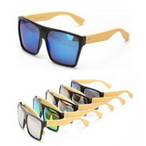 Custom Fame II Oversize Square Bamboo Sunglasses with Color Mirror Lens