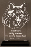 Custom 386-AP0BOBCATBBZ  - Stalking Bobcats Award-Clear Acrylic