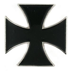 Blank Black Iron Cross Lapel Pin, 1" H X 1" L