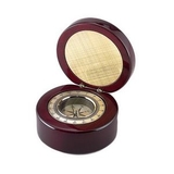 Custom Round Wood Box w/ Compass & Engraved Plate, 5