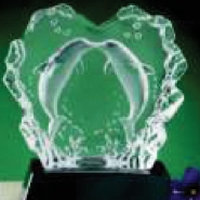Custom Hand Blown Glass Kissing Dolphins Award