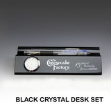 Custom Black Crystal Desk Set with Clock, 7.5