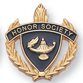 Blank Fully Modeled Epoxy Enameled Scholastic Award Pins (Honor Society), 7/8" L