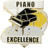 Blank Hard Stoned Enamel Music Pins (Piano Excellence), 1 1/8
