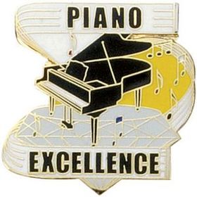 Blank Hard Stoned Enamel Music Pins (Piano Excellence), 1 1/8" W