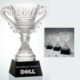 Custom Crystal Trophy Cup (S) with sandblast engraving-Deep Etch Engraving., 9.25