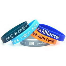 Printed Custom Silicone Wristbands (15 Days Delivery), 1/2" W x 8" L x 2mm Thick