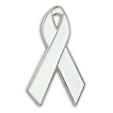 Blank White Awareness Ribbon Lapel Pin, 1