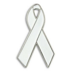 Blank White Awareness Ribbon Lapel Pin, 1" H