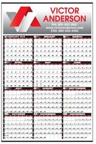 Custom Production Planner 2 Color Imprint Year-In-View&#174 Calendar, 25" W x 38" H