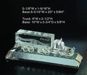 Custom Truck, optical crystal award trophy., 9" L x 2.5" Diameter