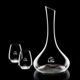 Custom 25 Oz. Celina Crystalline Decanter W/ 2 Stemless Wine Glasses