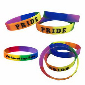 Custom Embossed Rainbow Wristband, 8" W x 1/2" H