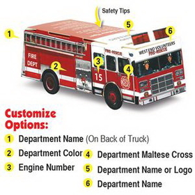 Custom Paper Fire Truck, 5.50" L x 2" W x 2" D