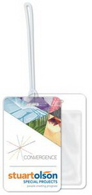 Custom Extra Thick Plastic Stock Tag .080 white styrene, 2.75" x 4.5", Full color front Clear Pocket back