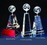 Custom Globe Tower Optical Crystal Award Trophy., 8