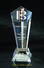 Custom Vision Optical Crystal Award Trophy., 10" L x 4.25" W x 3.75" H