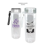 Custom 20 oz. Durable Clear Glass Bottle with Screw on Lid