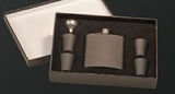 Custom Black 6 Oz. Flask Gift Set W/ Black Box