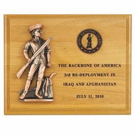 8"x10" Red Alder Wood Plaque w/Bronze Minuteman Casting
