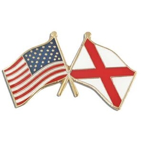 Blank Alabama & Usa Flag Pin, 1 1/8" W