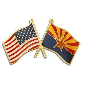 Blank Arizona & Usa Flag Pin, 1 1/8" W
