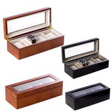 Custom 4 Watch Wooden Box with Glass Top, 11.25