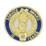 Blank Service Award Lapel Pin (10 Years of Service w/Swarovski Crystal), 3/4