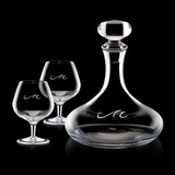 Custom 32 Oz. Stratford Crystalline Decanter W/ 2 Brandy Glasses
