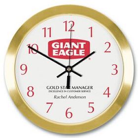 Custom Gold Tone Metal Wall Clock (10" diameter)