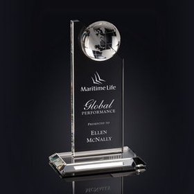 Custom Global Excellence Glass Award (8"x4"x3")
