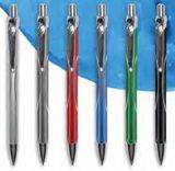 Custom Matte Metallic Retractable Pen with Chrome Trim and Swirl Design