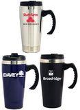 Custom Double Wall Stainless Steel Travel Mug with Screw-on Lid, silver color
